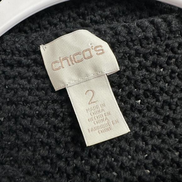 Chicos Womens Chunky Knit Sweater Size 2 US L Metallic Striped‎ - Picture 3 of 8